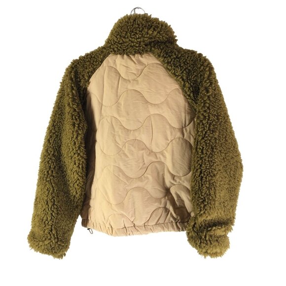 Universal Thread Faux Shearling & Quilted Jacket Beige Green Size M - Picture 3 of 6